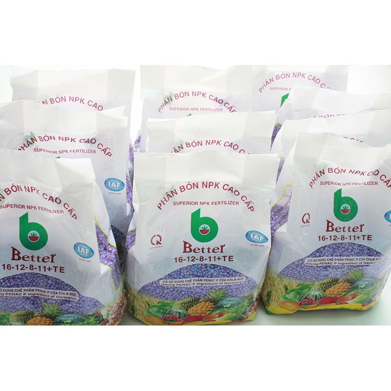 Phân bón NPK Better tím 16-12-8-11 (1kg/gói) | Chuyên dùng mọi loại cây trồng giai đoạn ra hoa, dưỡng trái