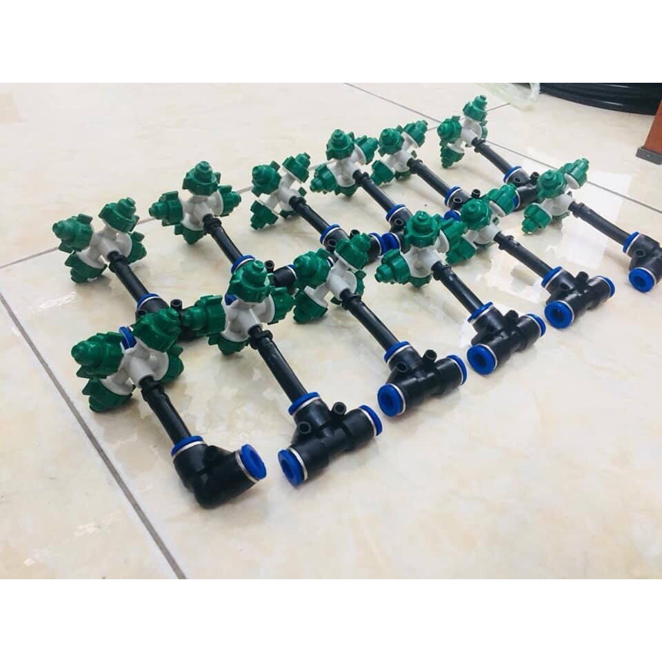 BÉC PHUN SƯƠNG 4 HƯỚNG CHÂN 8MM - BÉC TƯỚI LAN, HOA, CÂY CẢNH MỊN - 10 BỘ