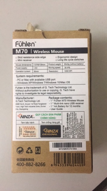 Chuột fuhlen M70 không dây