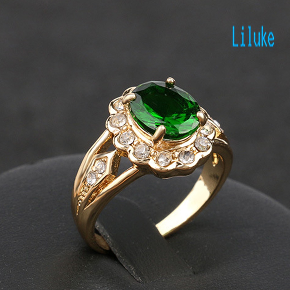 Nhẫn Hợp Kim Đính Ngọc Lục Bảo Phong Cách Cổ Điển Cho Nữ