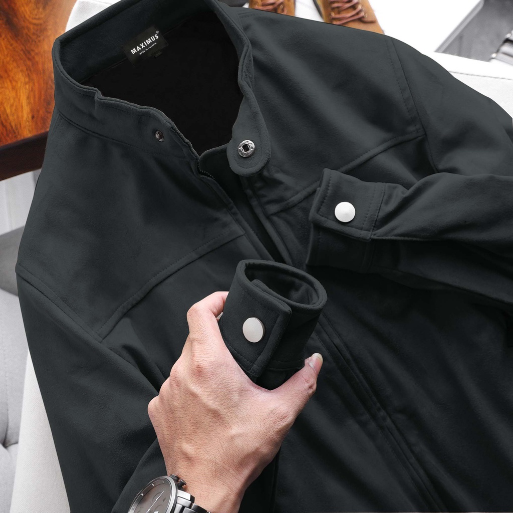 Áo Khoác Da Lộn Cổ Trụ Maximus - BIGG thời trang nam có big size đến 145kg