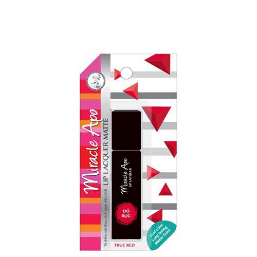 Son Miracle Apo Lip Lacquer Matte True Red màu Đỏ rực 3ml | BigBuy360 - bigbuy360.vn