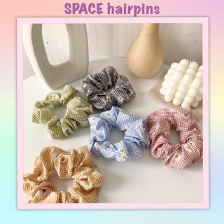 Scrunchies/ buộc tóc caro hoa cúc nhí cực xinh
