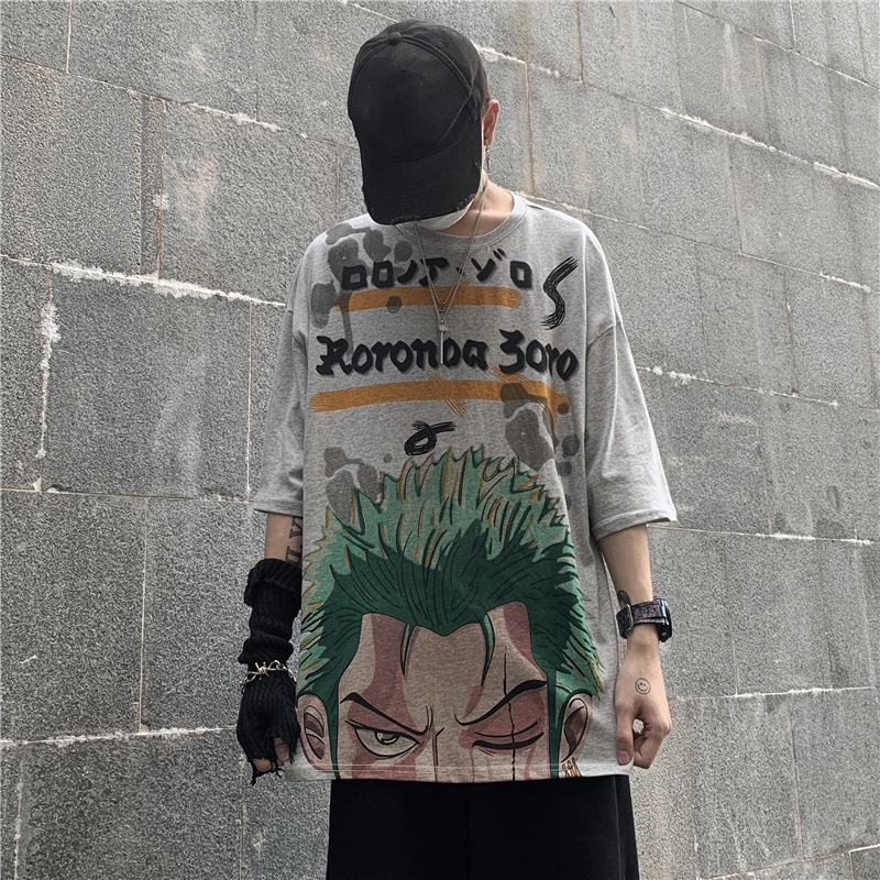 Áo Thun Tay Ngắn In Hình One Piece Phong Cách Harajuku Thời Trang Mùa Hè Cho Nam Và Nữ Faruiline Fru079