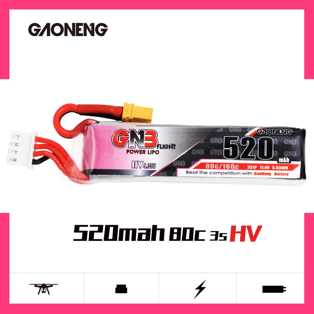 Pin GNB 520mah 3S 11.4v HV LiPo Battery 80C/160C Cổng Kết Nối XT30