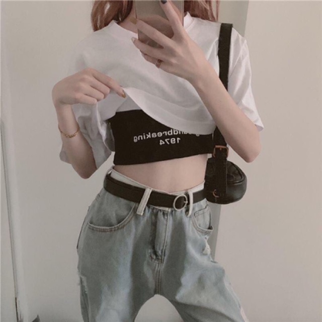 Xã kho☘️ Combo sét áo croptop 1974(KÈM ẢNH THÂT)trắng