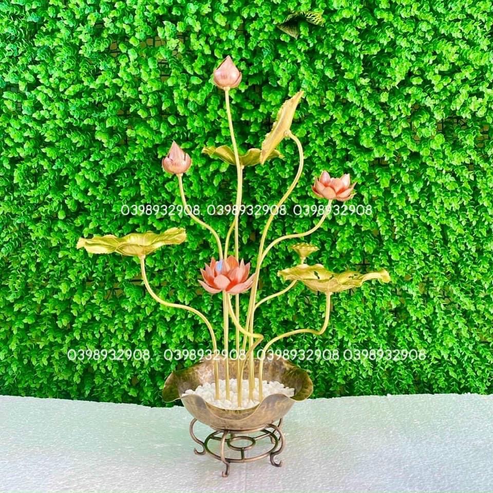 CHẬU HOA SEN ĐỒNG 9 BÔNG CHẤT LIỆU BẰNG ĐỒNG