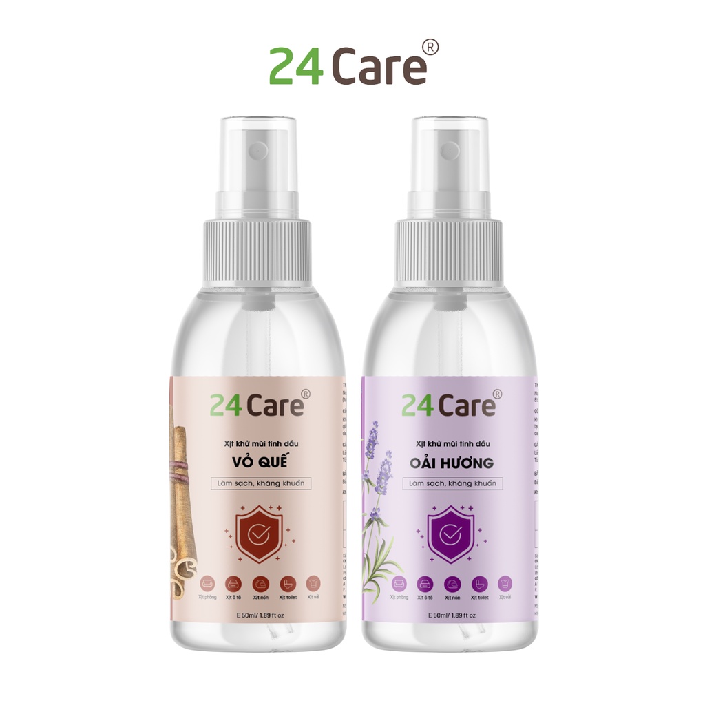 combo 2 xịt quế + oải hương 24Care 50ml/chai