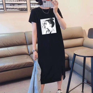 Đầm suông form rộng in hình cô gái nghệ thuật đơn giản thanh lịch năng động ttds0180