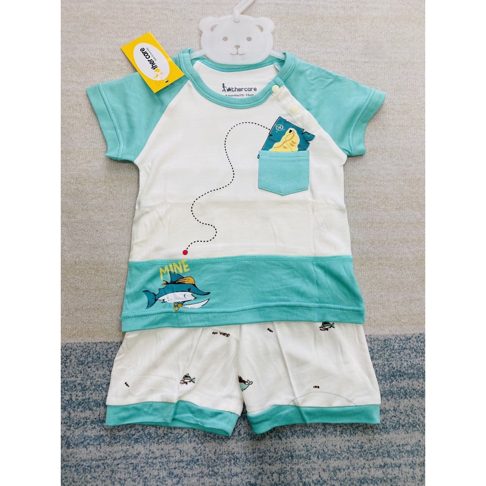 Bộ cộc tay cài vai chất sợi tre Father care cho bé