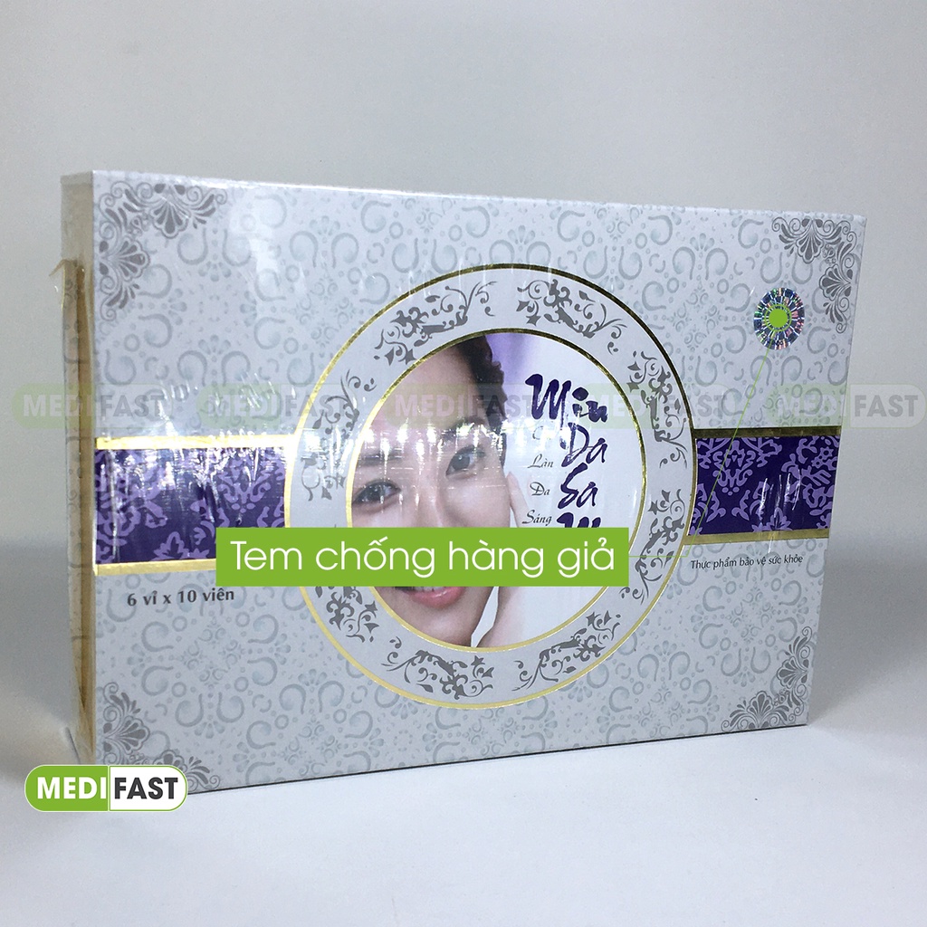 Hỗ trợ đẹp da, giảm nám tàn nhang - Viên uống Mindasama - Hộp 60 viên từ Collagen, vtm E, Dầu gấc