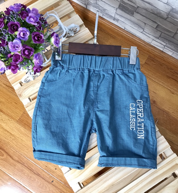 Quần Short Đũi Bé Trai 100% cotton Mềm Mịn, Thoáng Mát, Chữ thêu xịn♥️ Cam Kết đẹp-rẻ❤️