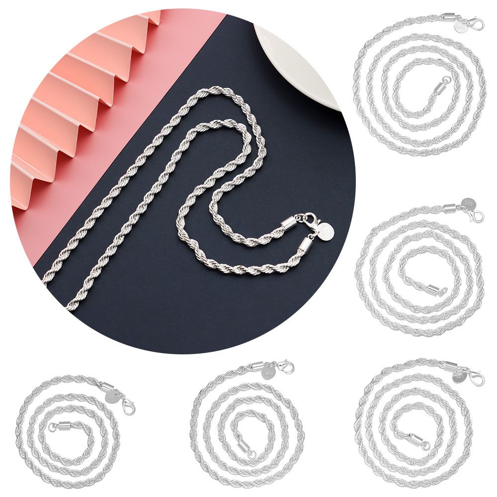 Bông Tai Mạ Bạc 925 16-24&quot;|Vòng cổ Dạng Xoắn 4mm Chống Thấm Nước Dành Cho Nam Và Nữ