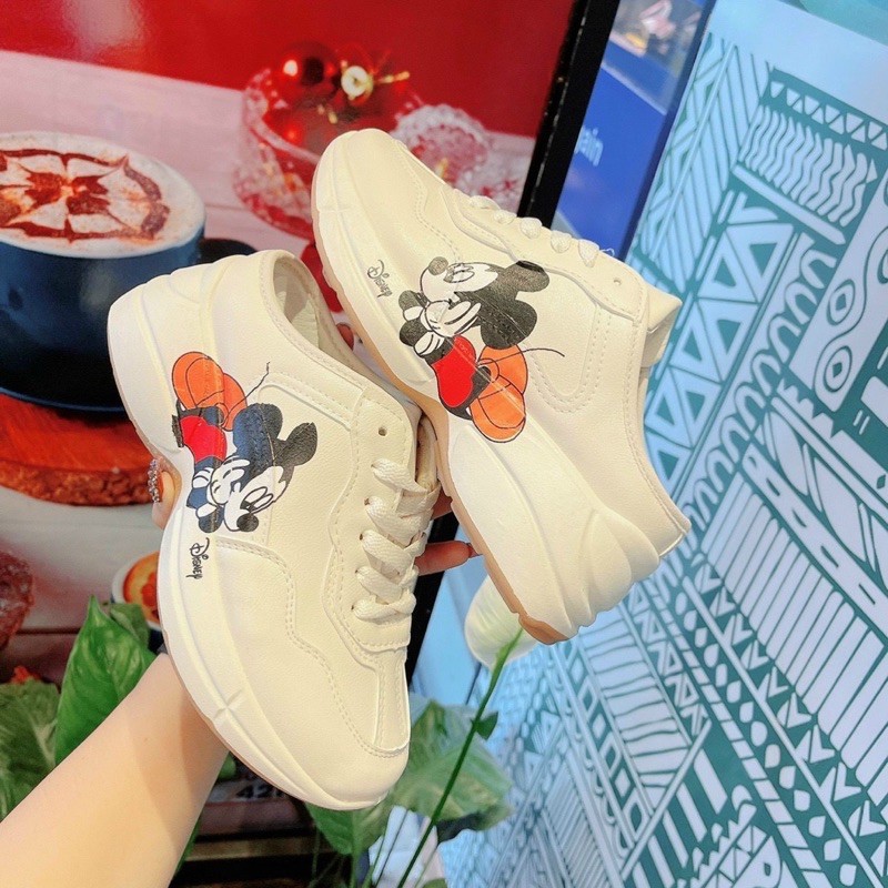 Giày sục (đạp gót) thể thao bata sneaker đế thô cao 5p in hình chuột MC hàng Quảng Châu cao cấp TS1403180