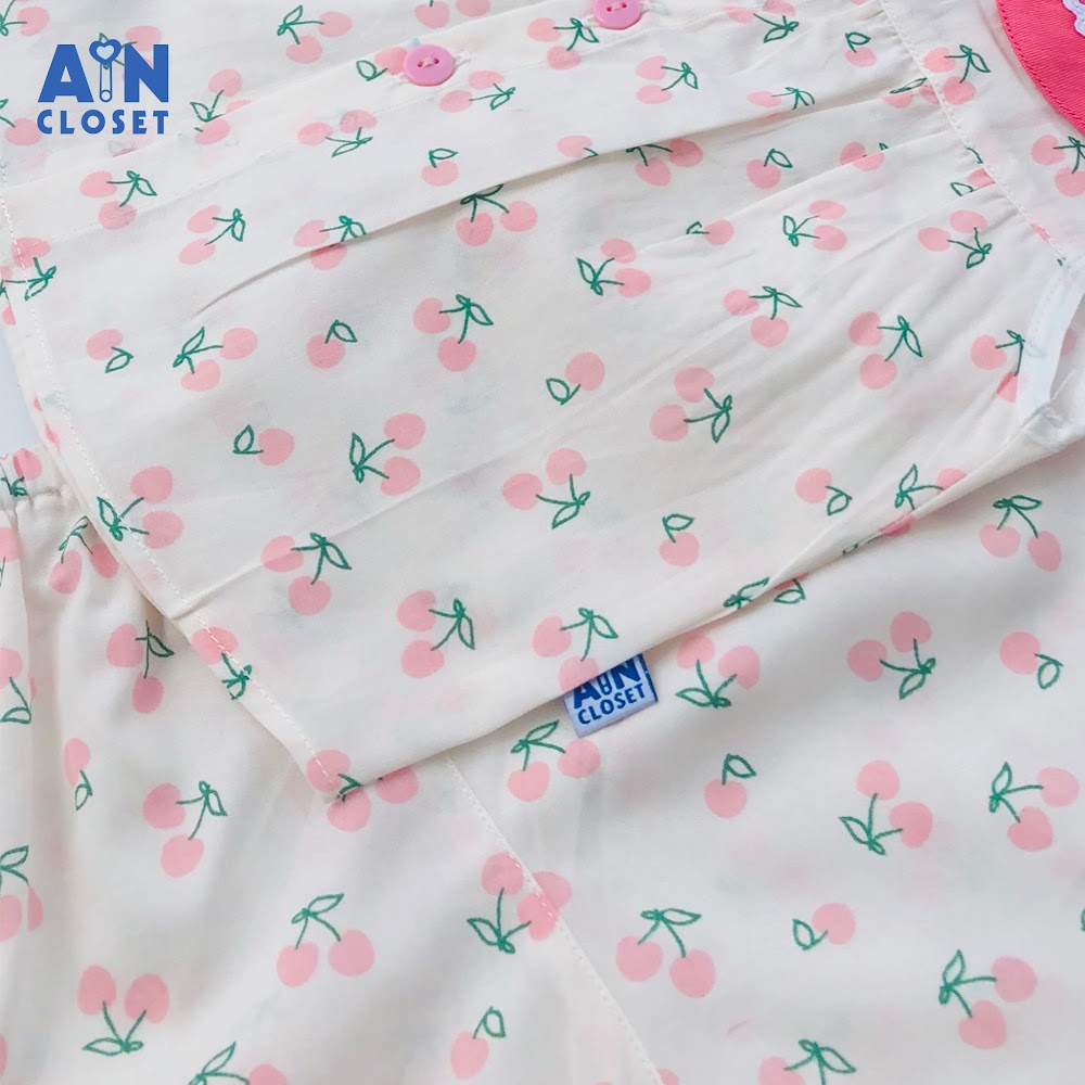 Bộ quần áo ngắn bé gái họa tiết Cherry nhí hồng cổ thủy thủ cotton boi - AICDBGEIEBSY - AIN Closet