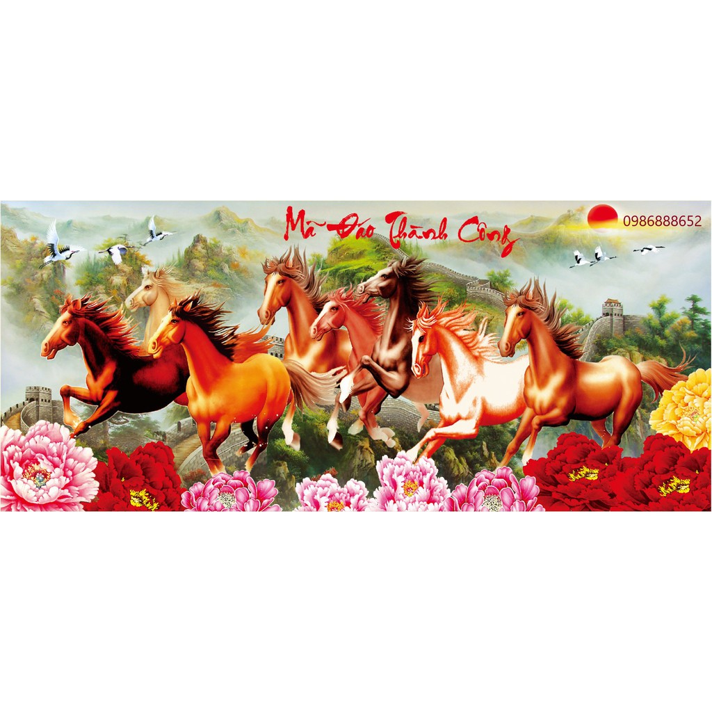 Tranh đá cao cấp ABC ( giá sỉ) Mã đáo thành công VS019 149 x 67 cm
