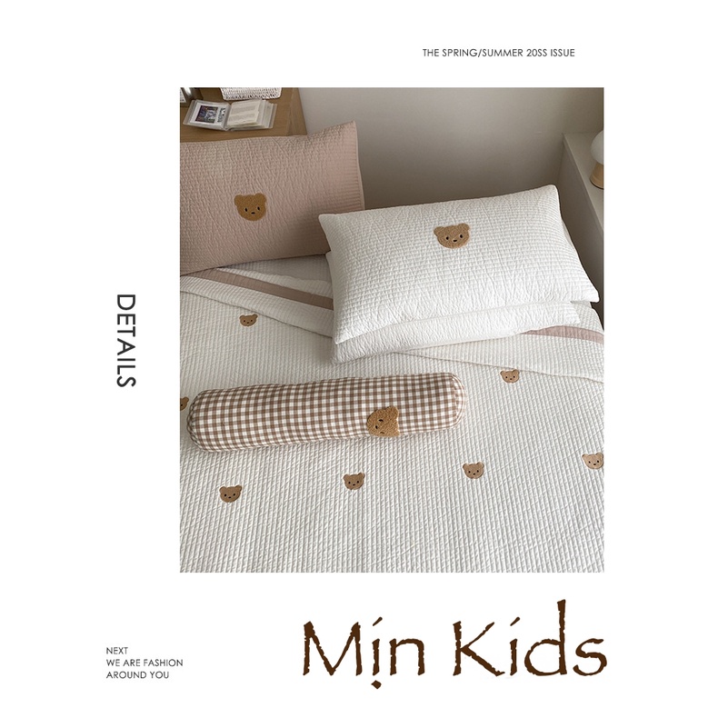 Drap Trải Giường Gấu Nâu Quilting Trần Bông Cao Cấp Hàn Quốc - Mịn Kids