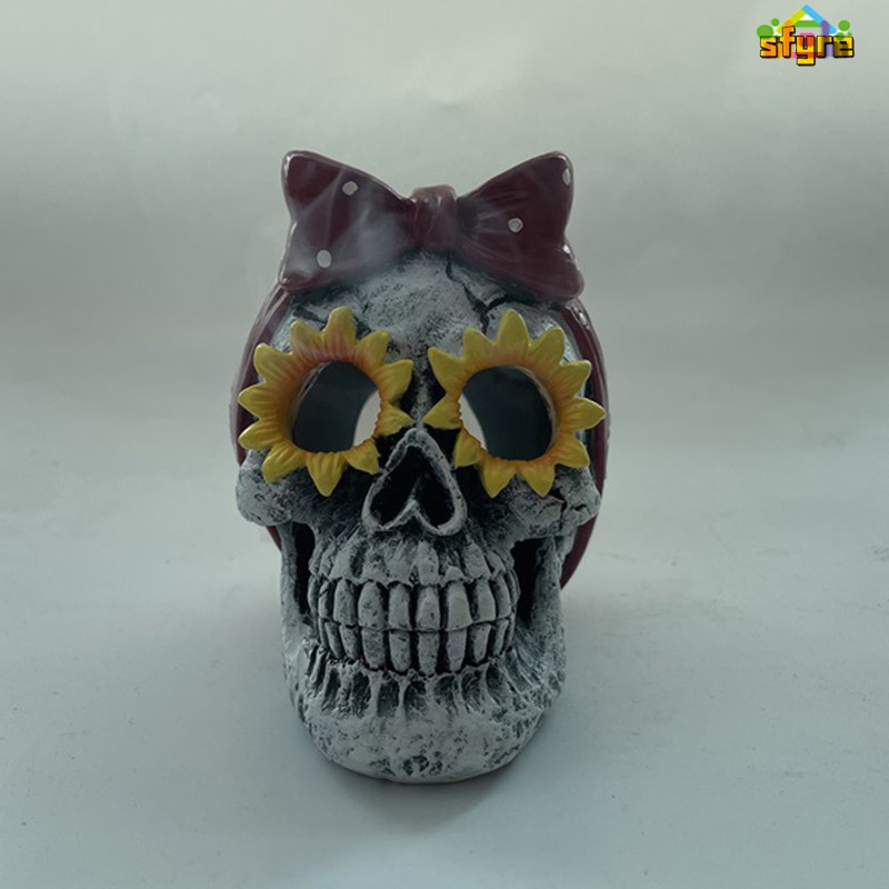 Đồ trang trí Đầu Lâu Bằng Nhựa Resin Thủ Công Sáng Tạo Trang Trí Halloween