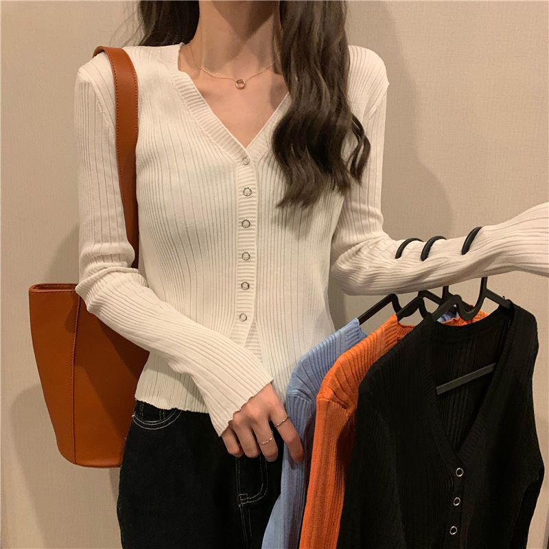 Áo Thun Len Nữ Tay Dài Áo khoác Cardigan Hàn Quốc