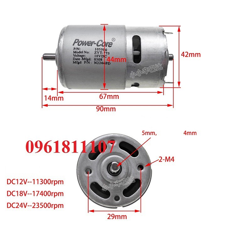 Mô tơ 775 Power core 2 bạc đạn 22600 vòng