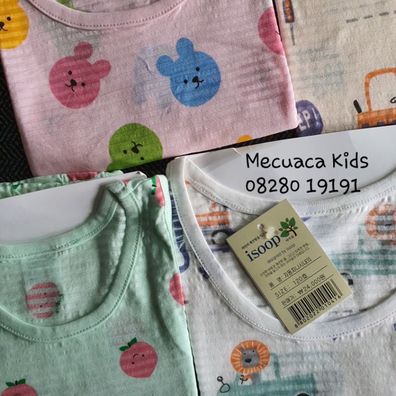 [90,100,110,120,130,150][ CHỌN MẪU]  Bộ cộc tay/ba lỗ cotton giấy Isoop xuất Hàn nhiều hình cho bé trai bé gái.