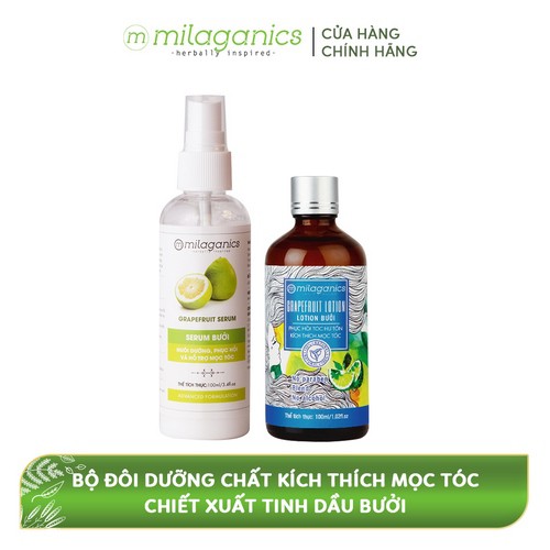  Bộ đôi dưỡng chất kích thích mọc tóc MILAGANICS (Lotion Bưởi 100ml + Serum Bưởi 100ml) | BigBuy360 - bigbuy360.vn