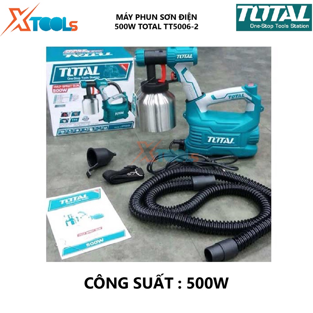 Máy phun sơn bình nhôm TOTAL TT5006-2 súng phun sơn 220-240V~50-60Hz, Công suất 350 W, 0.1-0.2 Bar, 380ml/phút, 50DIN-s