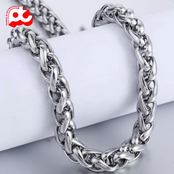 Dây chuyền titan nam cao cấp thời trang đẹp inox thép không gỉ kiểu bông dừa PT JEWELRY kích cỡ 7mm trắng PTDCNA170
