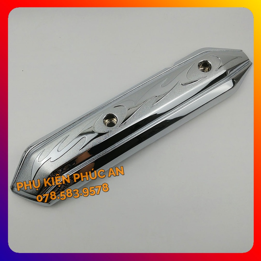 Ốp che ống pô xe Airblade AB đầu bò to - pát bô cách nhiệt ống xả năm 2011 2012 air blade đen nhám xi inox crom