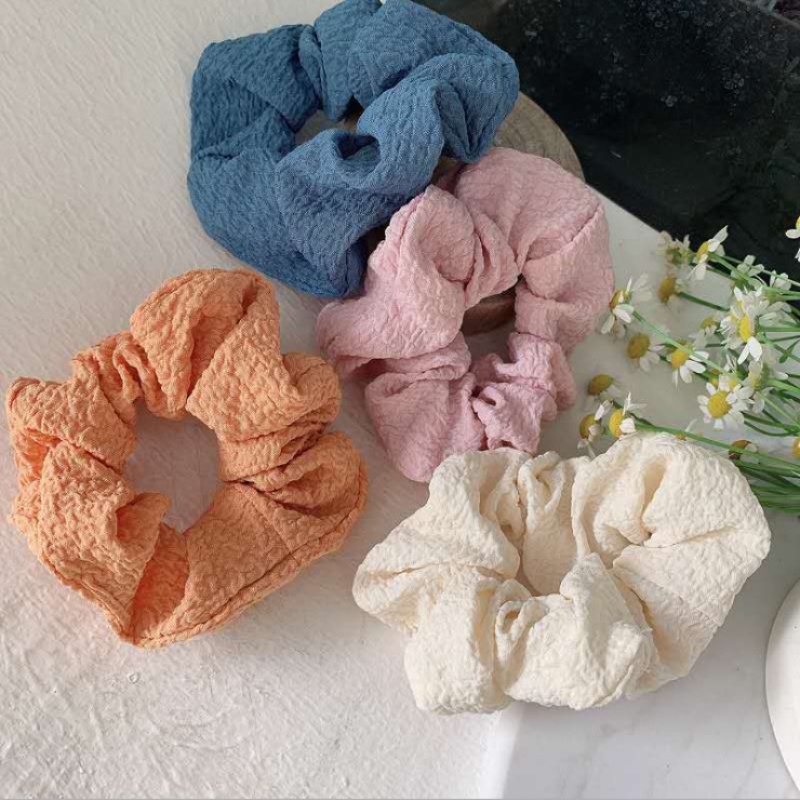 Dây Cột Tóc Bằng Vải Màu Kem Cỡ Lớn Phong Cách Hàn Quốc Mới Cho Nữ