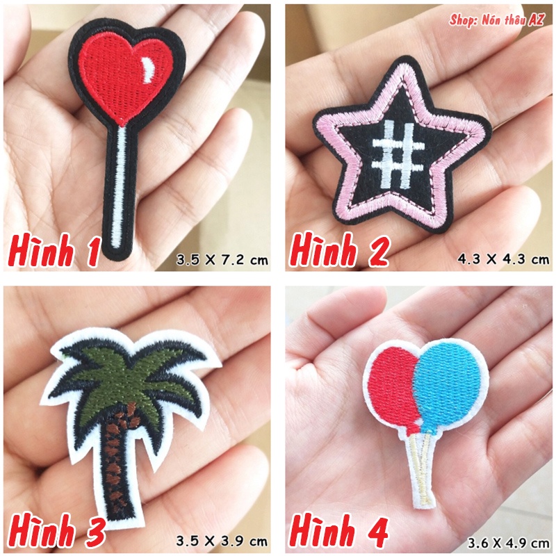 Patch vải thêu hình trái tim cây dừa - Sticker ủi vá quần áo S419
