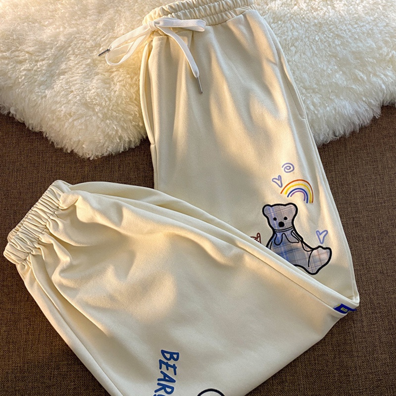 Quần dài thể thao IELGY ống rộng bằng cotton cá tính cho nữ