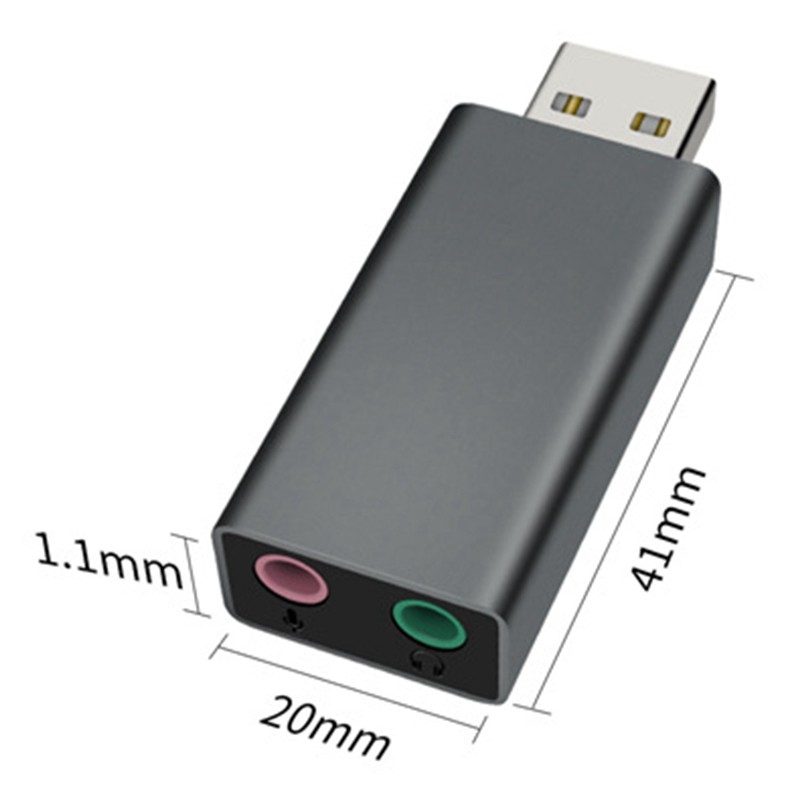 VEGGIEG Aluminum USB External Sound Card Adapter Drive-Free Stereo Audio 3.5mm Interface Card for PC Laptop Desktop