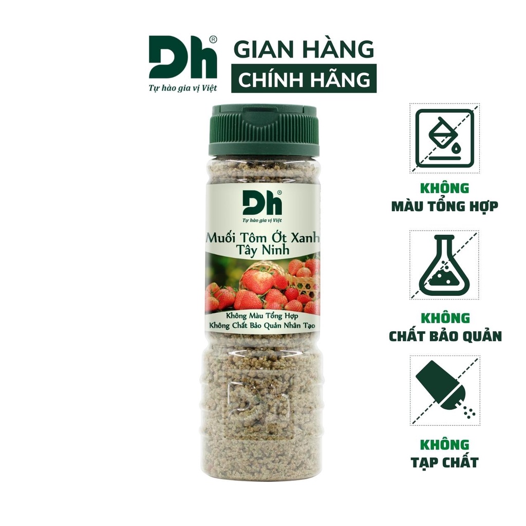 Muối tôm ớt xanh Tây Ninh DH Foods hạt to gia vị chấm hoa quả loại 1 thơm ngon 60/120gr - DHMTN52