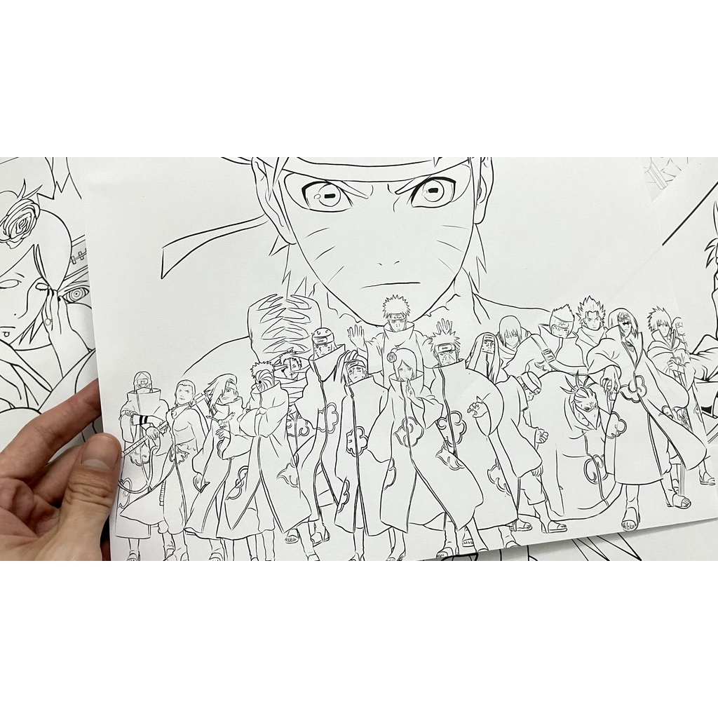 Bộ 50 giấy tô màu trẻ em NARUTO, tranh tô màu sáp, tranh tô màu dành cho trẻ em