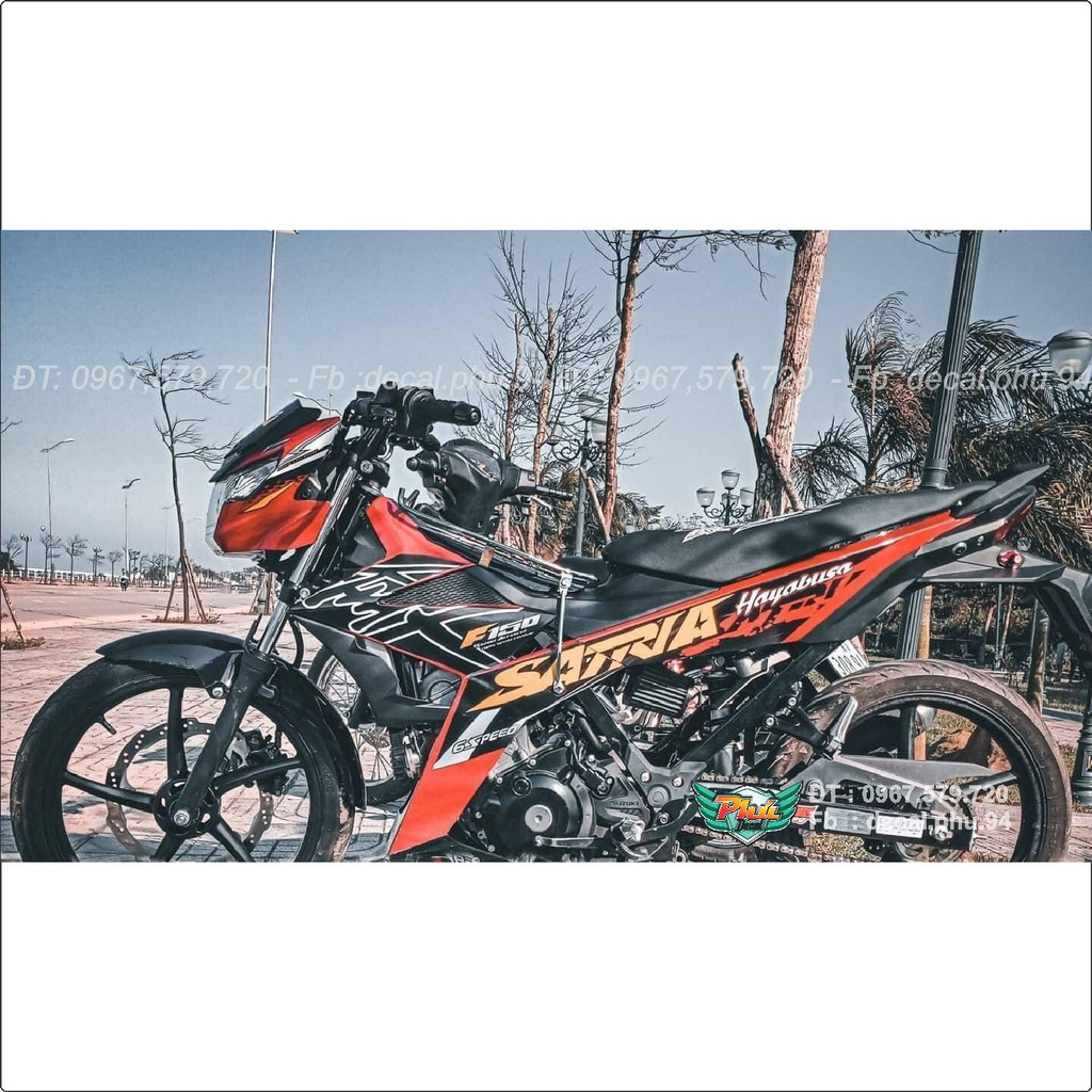Tem rời Satria Hayabusa cam đen (J)
