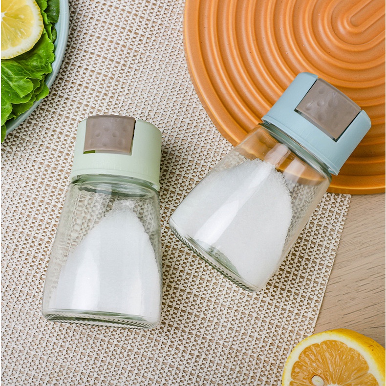(HÀNG CÓ SẴN) Lọ đựng gia vị thủy tinh có nắp đậy dạng bấm định lượng gia vị