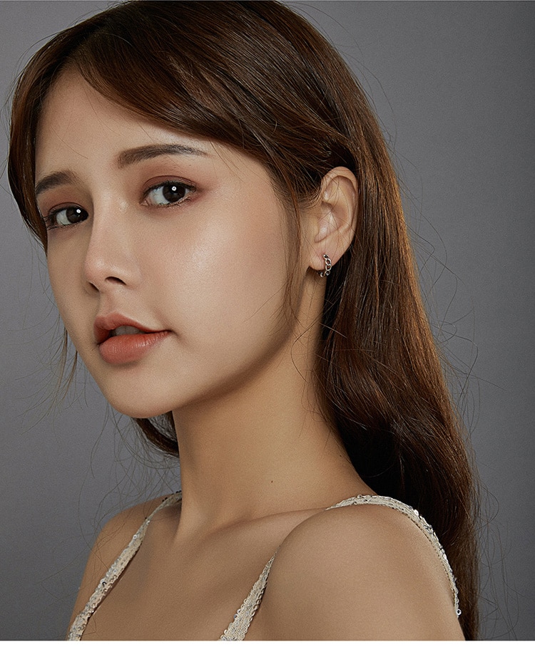Khuyên Tai Bamoer SCE960 Bằng Bạc 925 Đính CZ Kiểu Dáng Tròn Cho Nữ