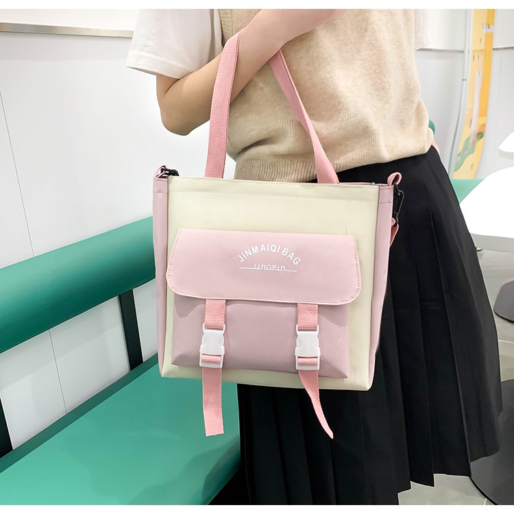 Set balo túi xách ví JASMIN NOIR vải canvas họa tiết hoạt hình dễ thương cho nữ