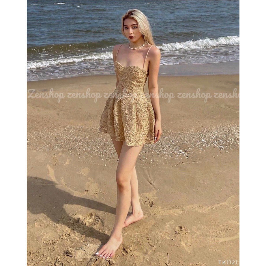 Đầm ren 2 dây cúp ngực dáng xòe chít eo sang chảnh - Hola dress