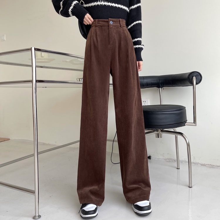 Quần Nhung Nữ Lưng Cao, Quần Ống Rộng Nữ Cạp Cao Khóa Kéo Trước Lưng Thun Sau Chất Vải Nhung Tăm Phong Cách Ulzzang Siêu | BigBuy360 - bigbuy360.vn