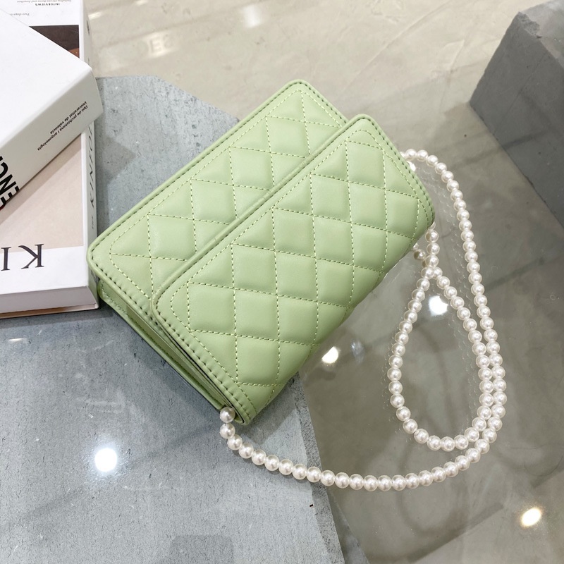 Túi Đeo Vai/Xách Tay Đính Ngọc Trai Nhỏ Xinh Phối Dây Xích Đeo Vai Thời Trang Mùa Hè Năm 2021 FF4012