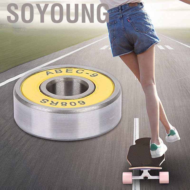 Soyoung Skateboard Bearings Pack of 8 Slime ABEC-7/9 608RS Scooter Ball Kit
