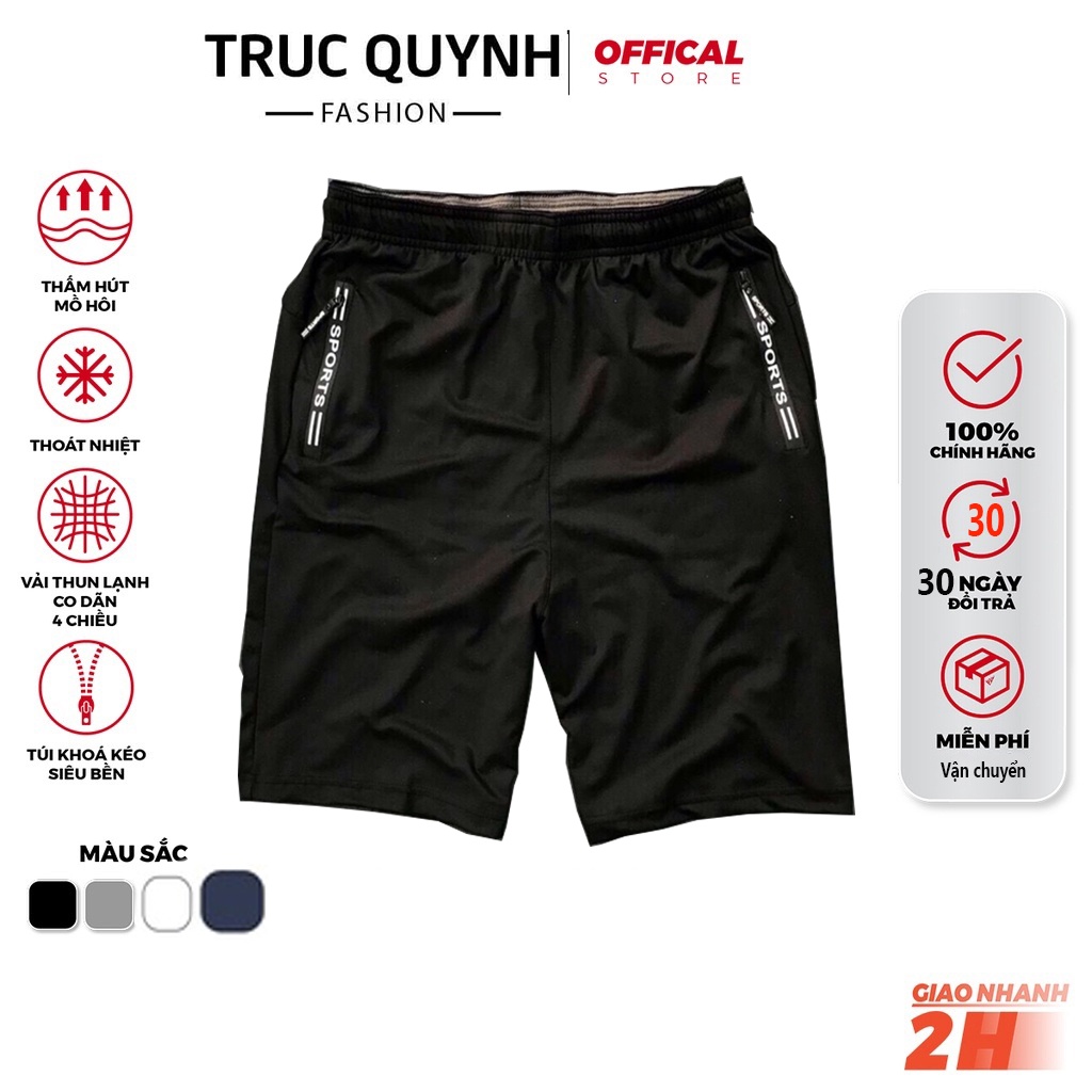 Quần Thun lạnh thể thao 2 túi khóa kéo vải dày co dãn 4 chiều có size Bự-QSTT012