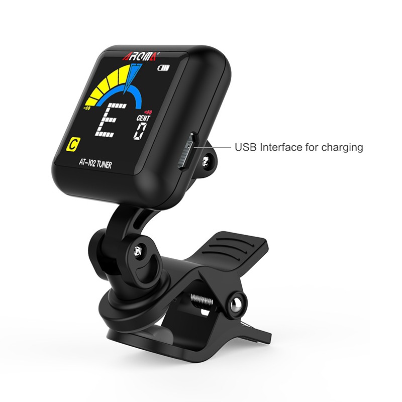 Kẹp điều chỉnh tông cho đàn guitar tích hợp pin và dây cáp USB màu đen