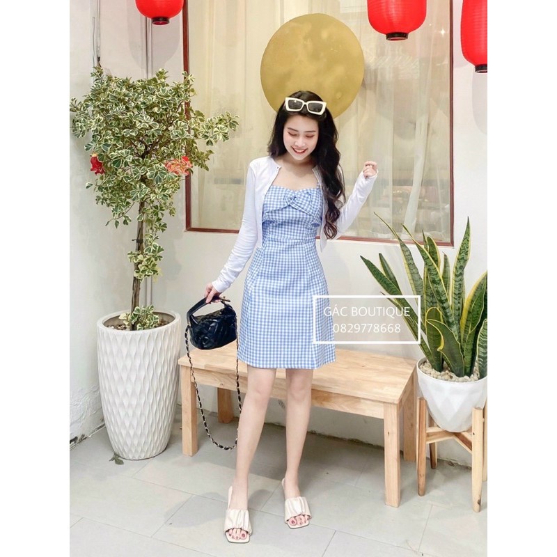 Đầm caro 🌷HÌNH THẬT 100%🌷 Set đầm caro xanh | BigBuy360 - bigbuy360.vn