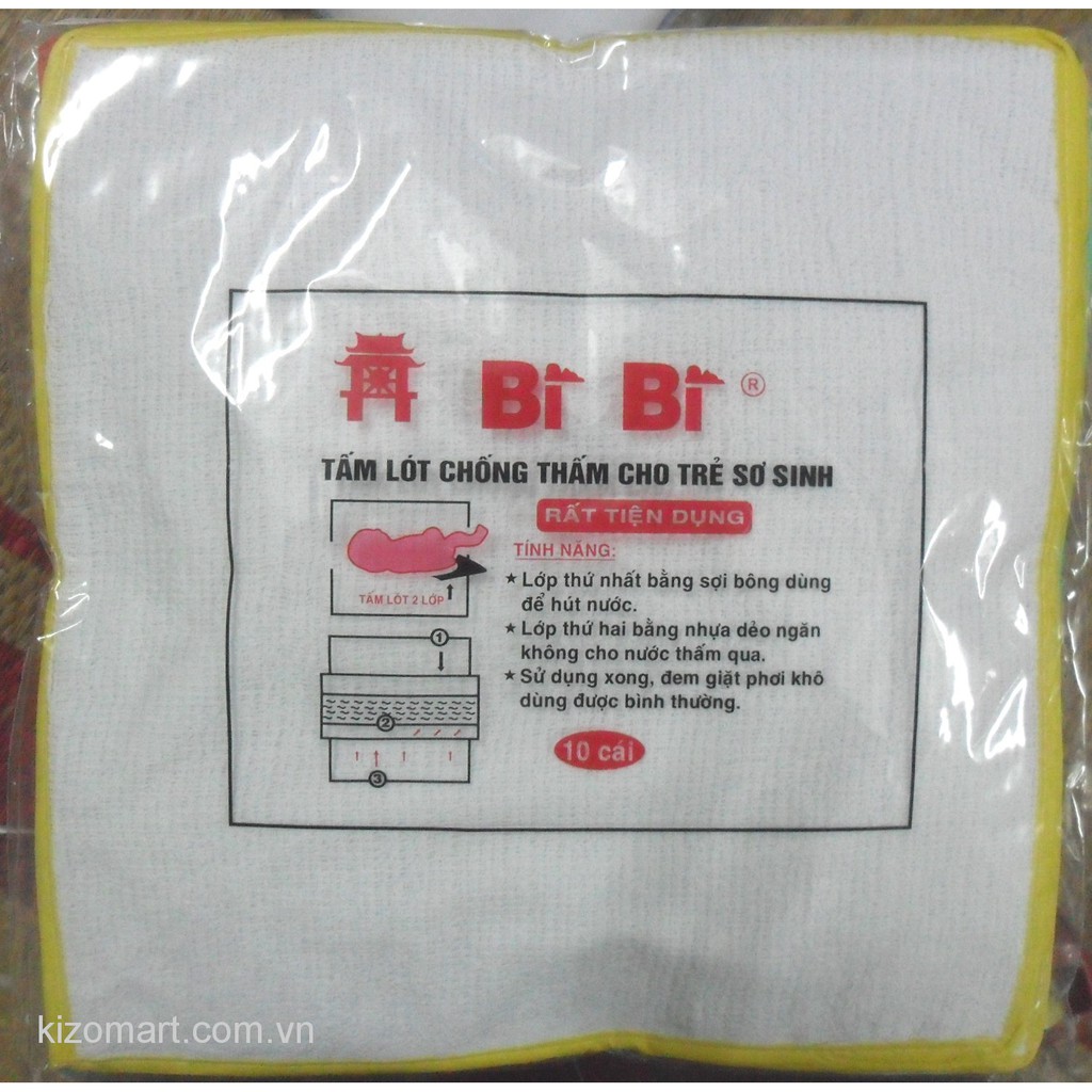 Sét 10 tấm lót chống thấm 2 lớp cho trẻ sơ sinh
