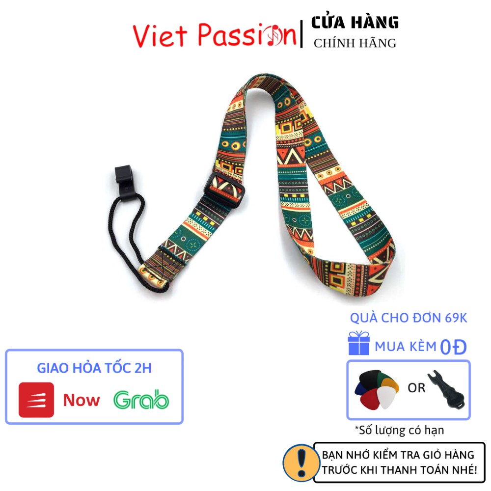 Dây đeo đàn ukulele Đen Trắng không cần đục thùng hàng loại 1 Viet Passion