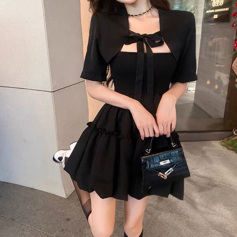 Đầm hai dây kèm áo khoác ngoài phong cách mùa hè Pháp 2021 dành cho nữ