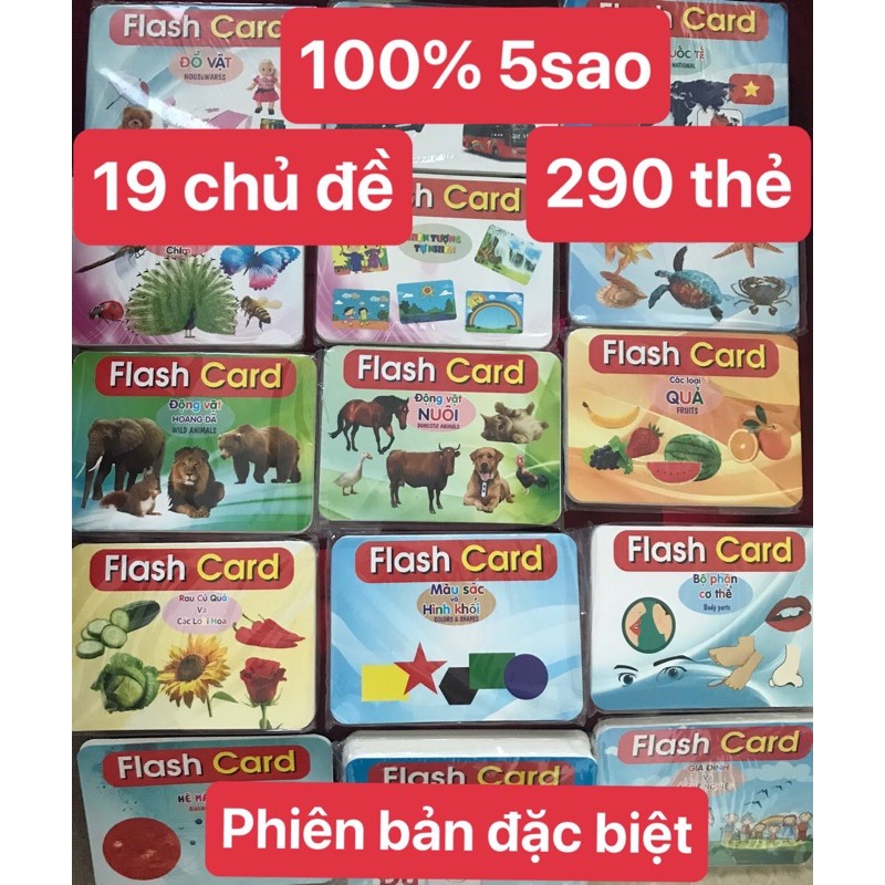 [BẢN ĐẶC BIỆT] Bộ 290 thẻ học Thông minh song ngữ Việt Anh, Bộ thẻ flash card cho trẻ từ 0 tháng - 6 tuổi | Glenn Doman